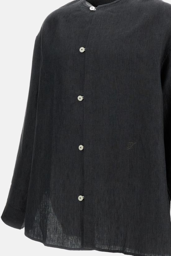  자크뮈스 탑 Jacquemus La Chemise Pastro 리넨 셔츠 그레이 - JACQUEMUS