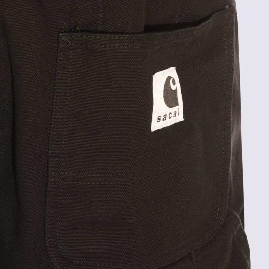  사카이 스트레이트 팬츠 블랙 코튼  블랙 - SACAI