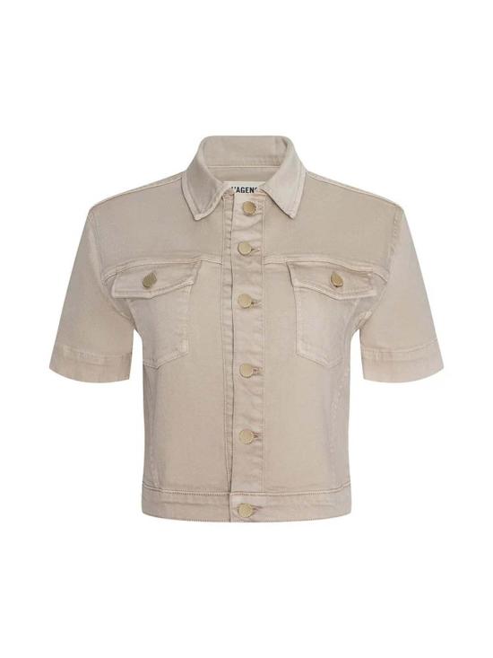  라장스 데님 자켓 L'agence Kirstie Jean Shirt Jacket Biscuit - L'AGENCE