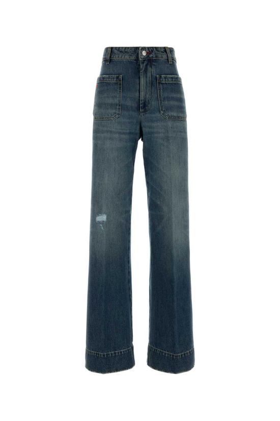  빅토리아 베컴 데님 팬츠 데님 진 (워싱 처리된 블루 워싱)