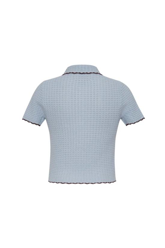  카라 카라 스웨터 카라카라 멜로디 폴로  라이트 블루 - CARA CARA