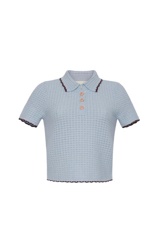  카라 카라 스웨터 카라카라 멜로디 폴로  라이트 블루