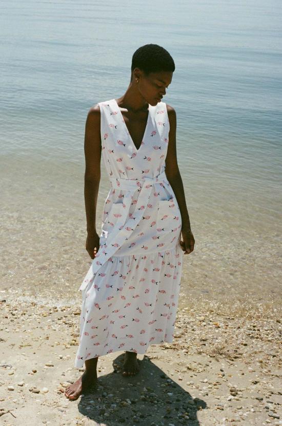  Coco Shop 롱 원피스 코코샵 V넥 시프트 드레스 (벨트 포함) 빈티지 레드 피쉬