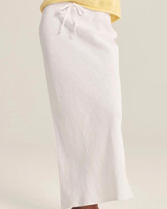  벨벳 롱 스커트 베카 린넨 스커트 화이트 - VELVET