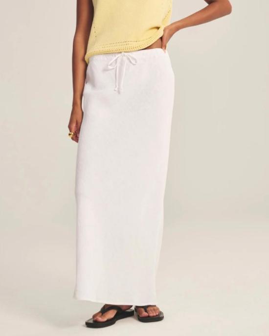  벨벳 롱 스커트 베카 린넨 스커트 화이트