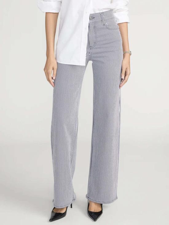  프레임 스트레이트 팬츠 르 슬림 팔라초 진 네이비 스트라이프 - FRAME