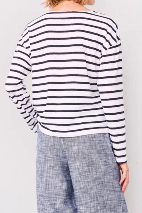  오피신 제네랄 긴팔 티셔츠 레 다코타 긴팔 스트라이프 티셔츠 뉴욕/화이트 - OFFICINE GENERALE