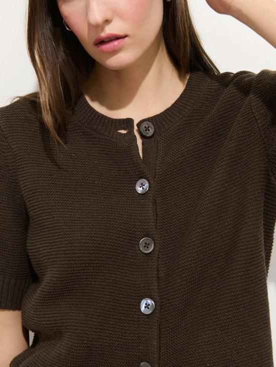  알렉스 밀 가디건 엘르  린넨 코튼 로스티드 빈 - ALEX MILL