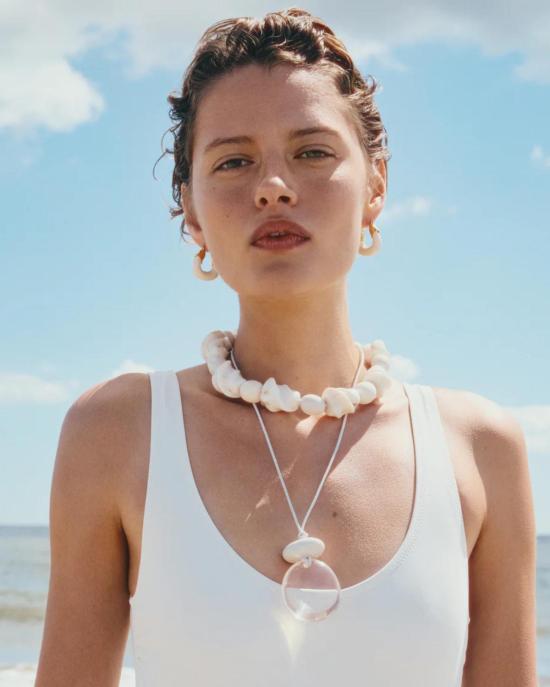  리지 포르투나토 이어링 미니 오가닉 후프 알라바스터 - LIZZIE FORTUNATO