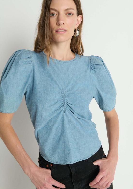  네이션 블라우스 세실리 베이비돌 탑 샴브레이 - NATION