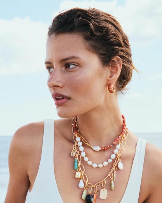  리지 포르투나토 이어링 Lizzie Fortunato Zellige Hoops 복숭아 어벤츄린 - LIZZIE FORTUNATO