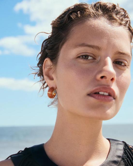  리지 포르투나토 이어링 Lizzie Fortunato Zellige Hoops 복숭아 어벤츄린 - LIZZIE FORTUNATO