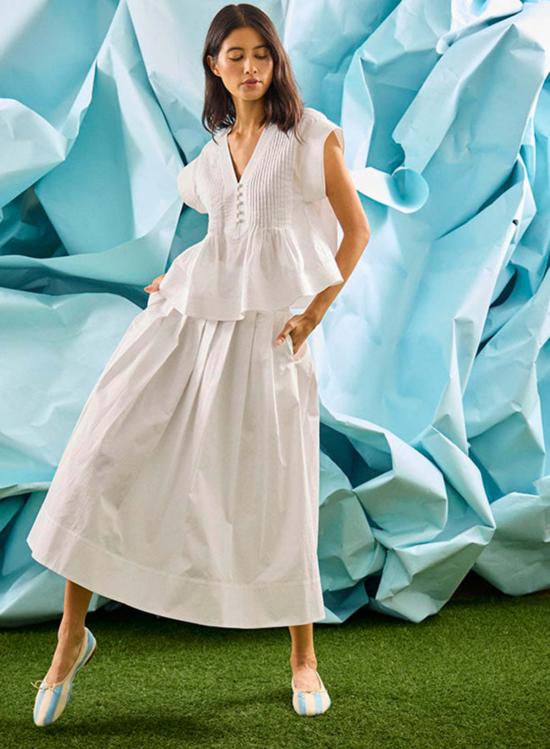  헌터 벨 블라우스 헌터벨 롤라 탑 화이트