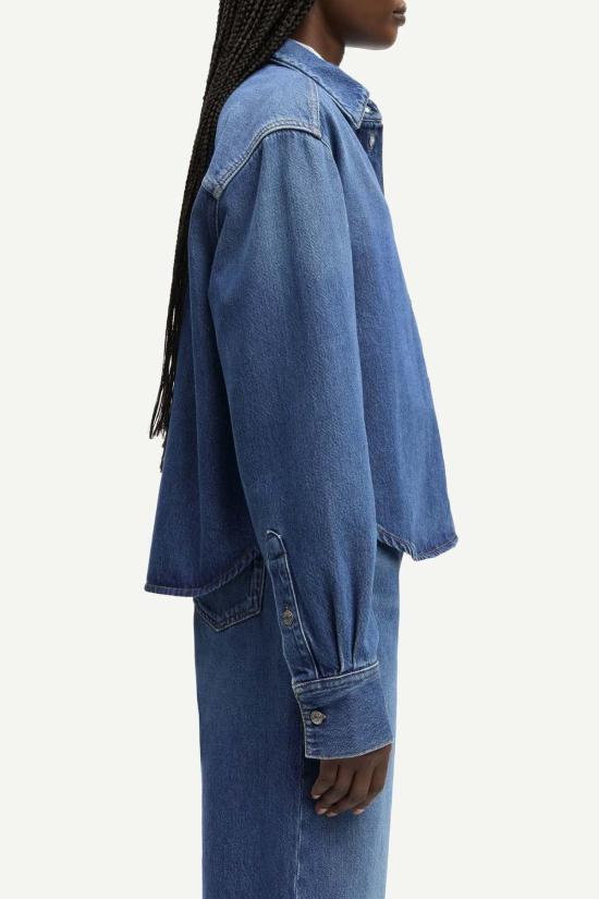  삼소앤삼소 데님 셔츠 Samsøe Samsøe 플루이드 데님 소재의 Sacelia 셔츠 - SAMSOE SAMSOE