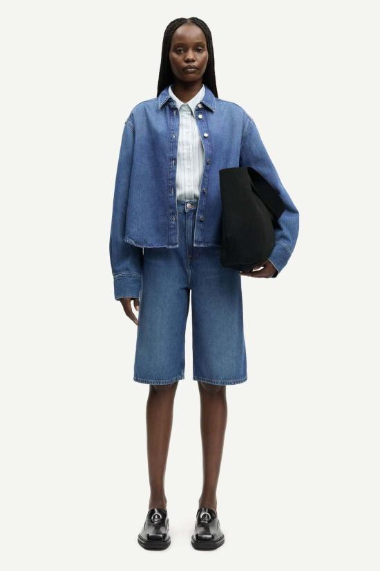  삼소앤삼소 데님 셔츠 Samsøe Samsøe 플루이드 데님 소재의 Sacelia 셔츠 - SAMSOE SAMSOE