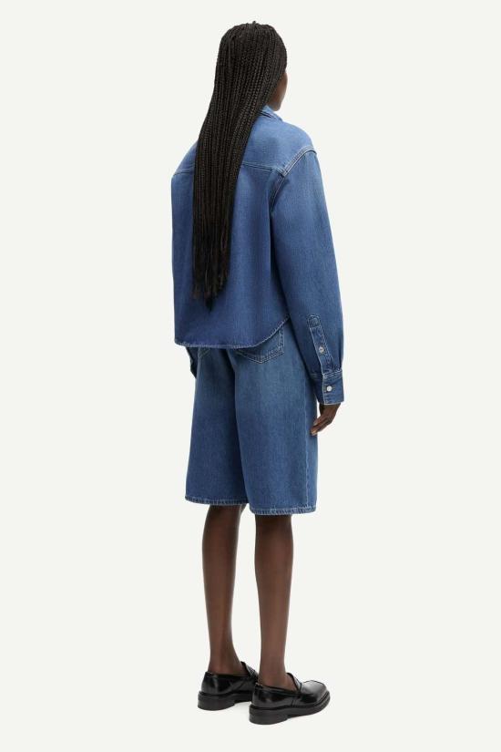  삼소앤삼소 데님 셔츠 Samsøe Samsøe 플루이드 데님 소재의 Sacelia 셔츠 - SAMSOE SAMSOE