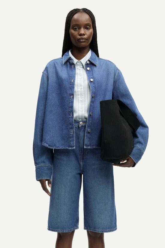  삼소앤삼소 데님 셔츠 Samsøe Samsøe 플루이드 데님 소재의 Sacelia 셔츠