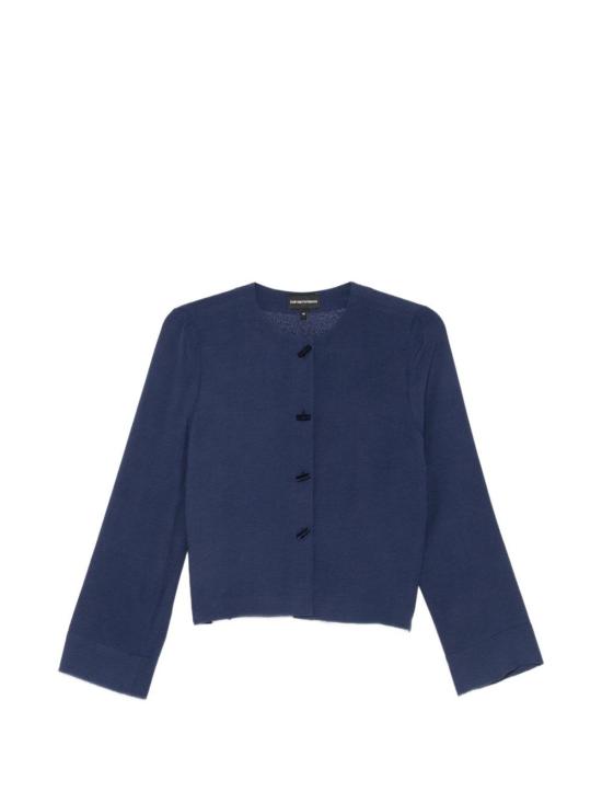  엠포리오 아르마니 긴팔 티셔츠 칼라리스 라운드넥 긴팔 셔츠 블루