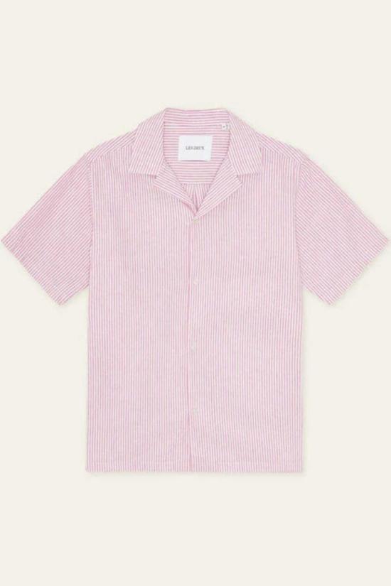  레듀 셔츠 레 두 루카스 스트라이프 코튼 린넨 반팔  크로커스 핑크