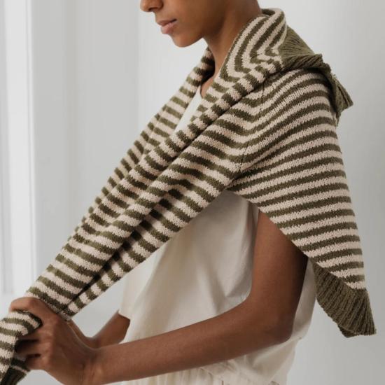  울 하이드 스웨터 울하이드 스트라이프 봄버  올리브 - WOL HIDE