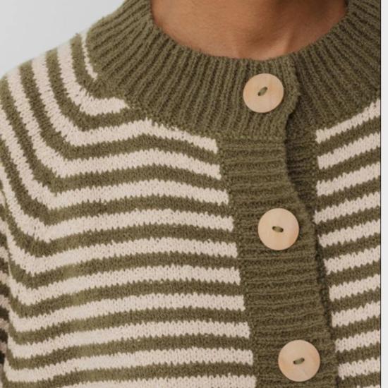  울 하이드 스웨터 울하이드 스트라이프 봄버  올리브 - WOL HIDE