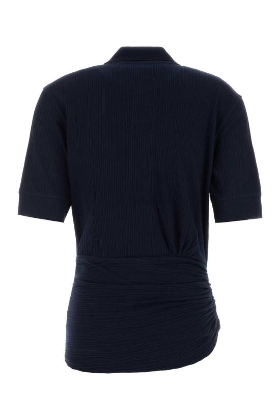  빅토리아 베컴 반팔 티셔츠 스트레치 코튼 폴로 셔츠 네이비 블루 - VICTORIA BECKHAM