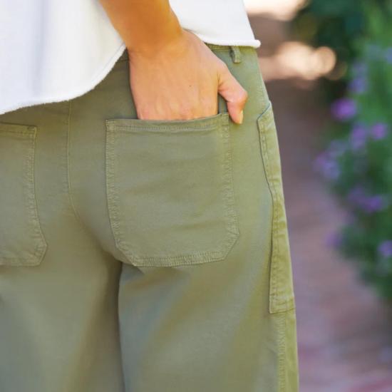  프랭크 앤 에일린 크롭 팬츠 프랭크 & 아일린 브레이 트윌 배럴 팬츠 올리브 - FRANK & EILEEN