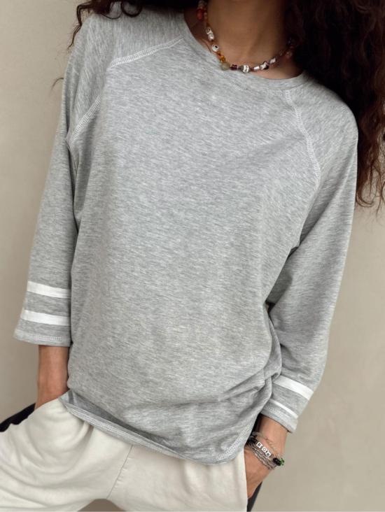  Spring Riot 반팔 티셔츠 스프링 라이엇 베이스볼 티셔츠, 유기농 면 & 텐셀 소재, 편안한 핏, 헤더 그레이 색상