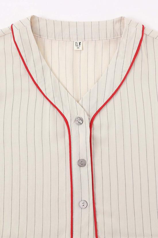  패션 브랜드 컴퍼니 민소매 티셔츠 패션 브랜드 회사 야구 크롭탑 텐셀 스트라이프 - FASHION BRAND COMPANY