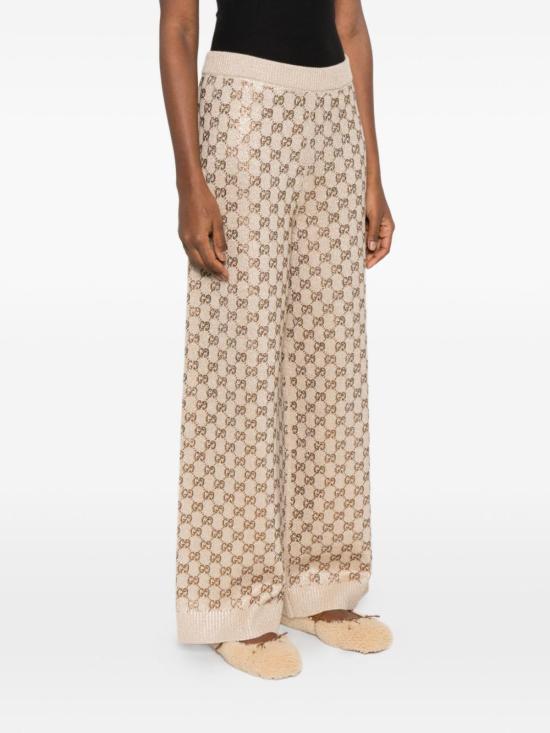  구찌 스트레이트 팬츠 GG 울 팬츠 베이지 - GUCCI