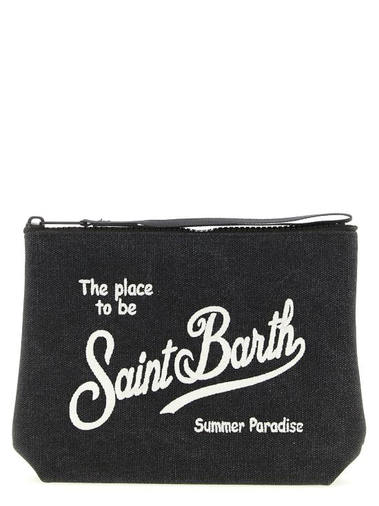 26SS 세인트바쓰 클러치/파우치 ALINECANVAS00EMB Black
