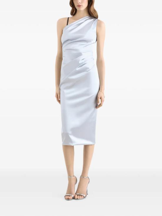 26SS 돌체앤가바나 스트레치 새틴 원 숄더 드레스 F617RT FURADB3033 Light Blue - DOLCE & GABBANA