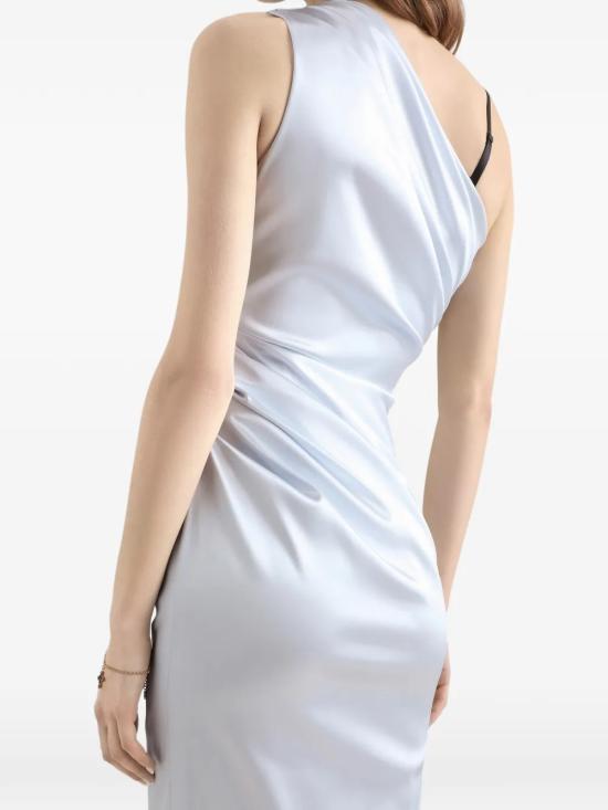 26SS 돌체앤가바나 스트레치 새틴 원 숄더 드레스 F617RT FURADB3033 Light Blue - DOLCE & GABBANA