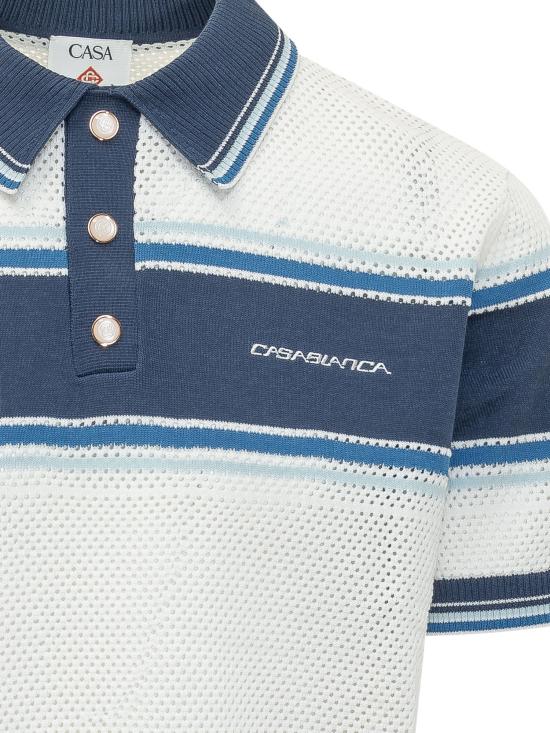 26SS 카사블랑카 폴로 티셔츠 MSS26KW1304 01 WHITE BLUE - CASABLANCA