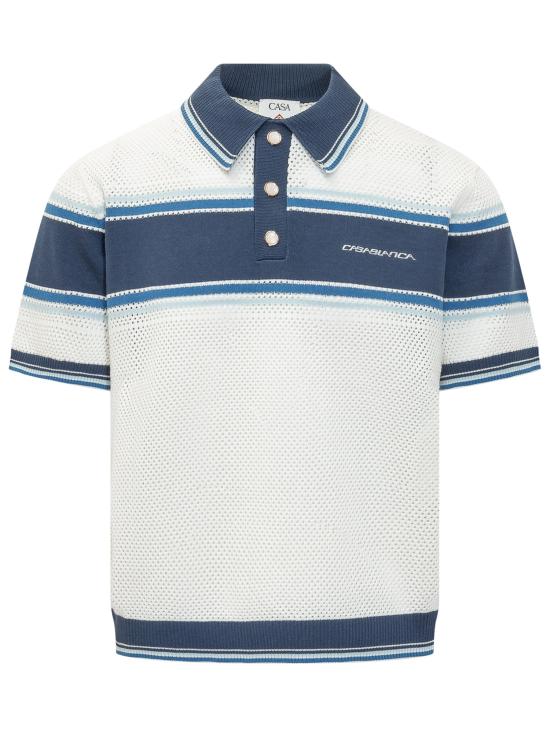 26SS 카사블랑카 폴로 티셔츠 MSS26KW1304 01 WHITE BLUE