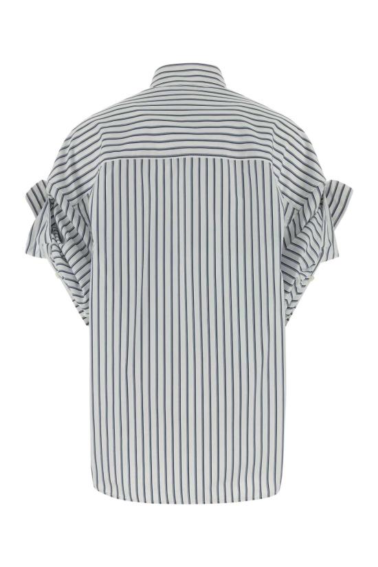 26SS 발렌시아가 턱드 슬리브 셔츠 857833TTM33 9086 WHITEBLUE - BALENCIAGA