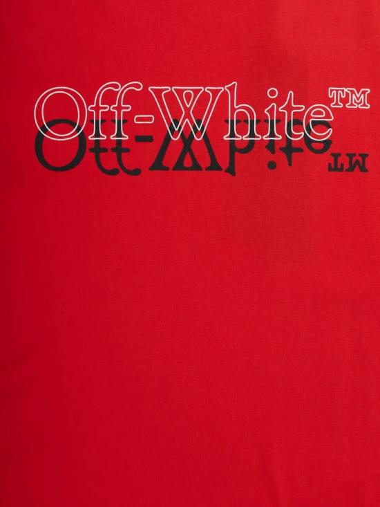 26SS [키즈] 오프화이트 티셔츠 44BAA002S26J001 600 HIGHT RISK RED - OFF WHITE