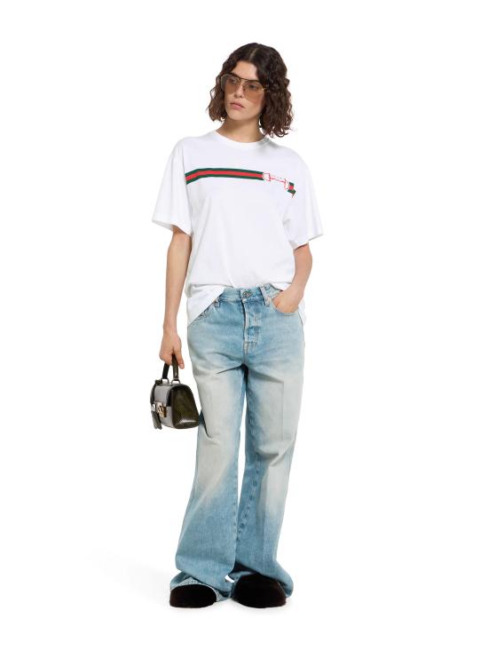 26SS 구찌 프린트 코튼 저지 티셔츠 837959XJHM5 9081 White - GUCCI