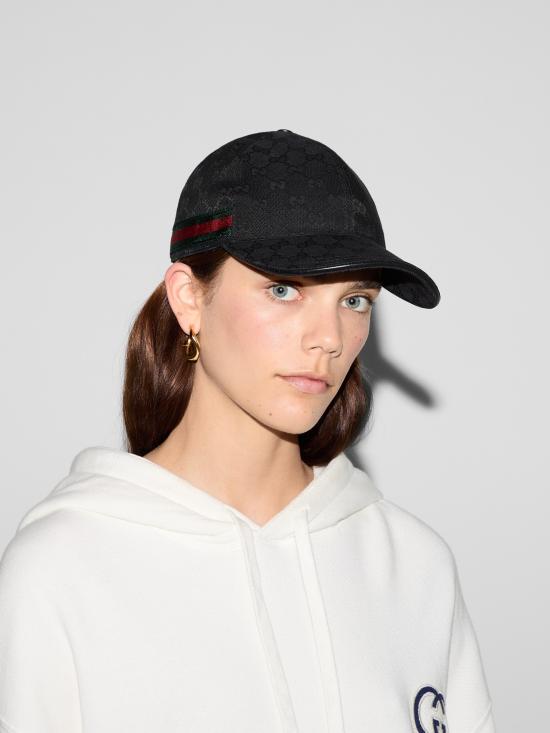 26SS 구찌 웹 디테일 GG 캔버스 베이스볼 캡 200035KQWBG 1060 Black - GUCCI