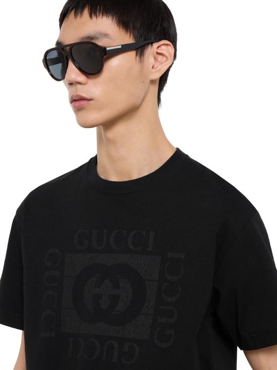 26SS 구찌 프린트 디테일 코튼 저지 티셔츠 855021XJHOD 1152 Black - GUCCI