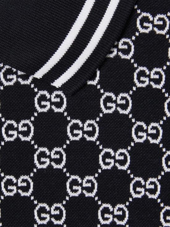 26SS 구찌 코튼 피케 자카드 폴로 셔츠 788024XJHH7 4137 Blue - GUCCI