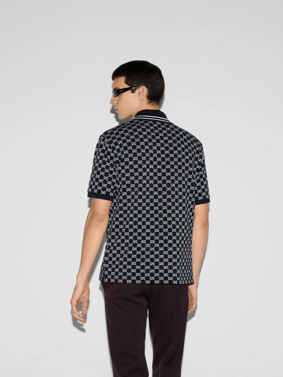 26SS 구찌 코튼 피케 자카드 폴로 셔츠 788024XJHH7 4137 Blue - GUCCI