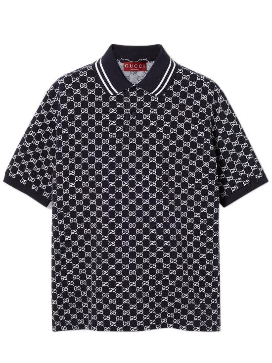 26SS 구찌 코튼 피케 자카드 폴로 셔츠 788024XJHH7 4137 Blue