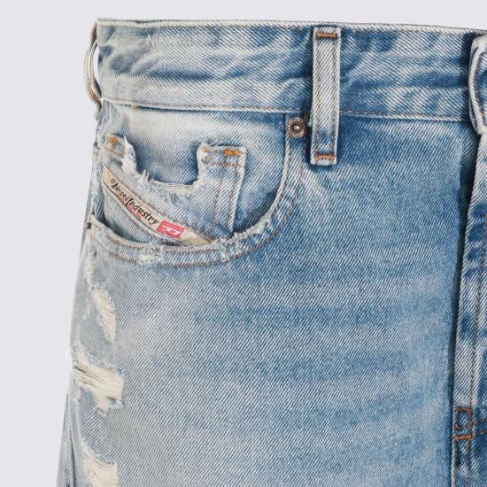  디젤 숏팬츠 라이트 블루 코튼 반바지 - DIESEL