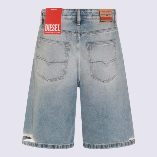  디젤 숏팬츠 라이트 블루 코튼 반바지 - DIESEL
