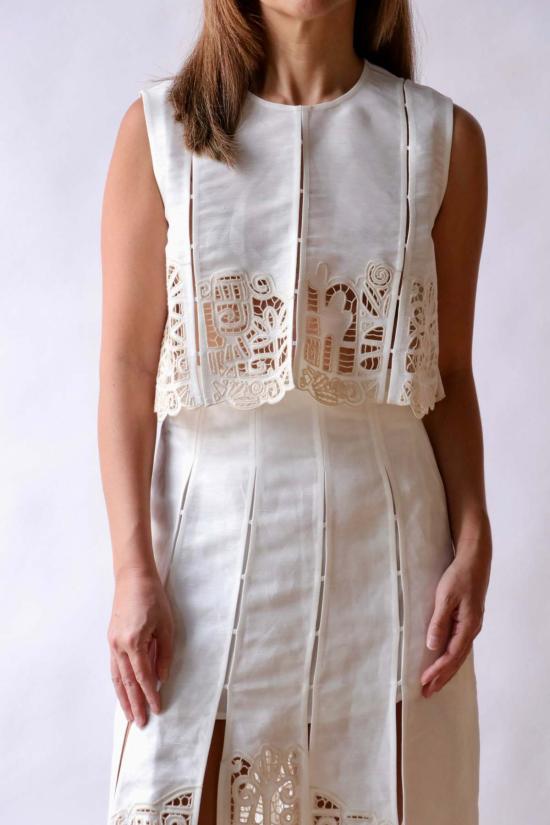  알레메 블라우스 로즈메리 자수 탑 - ALEMAIS