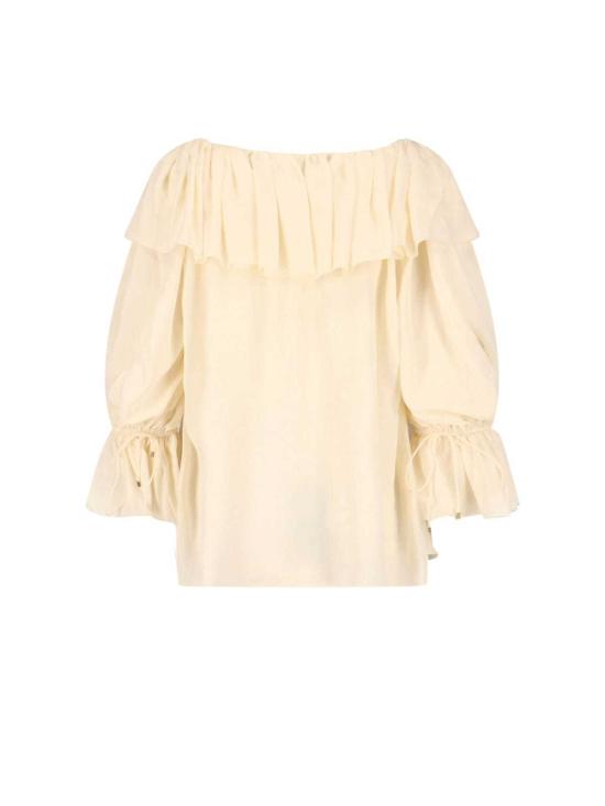  끌로에 블라우스 실크 자카드 탑 크림 - CHLOE
