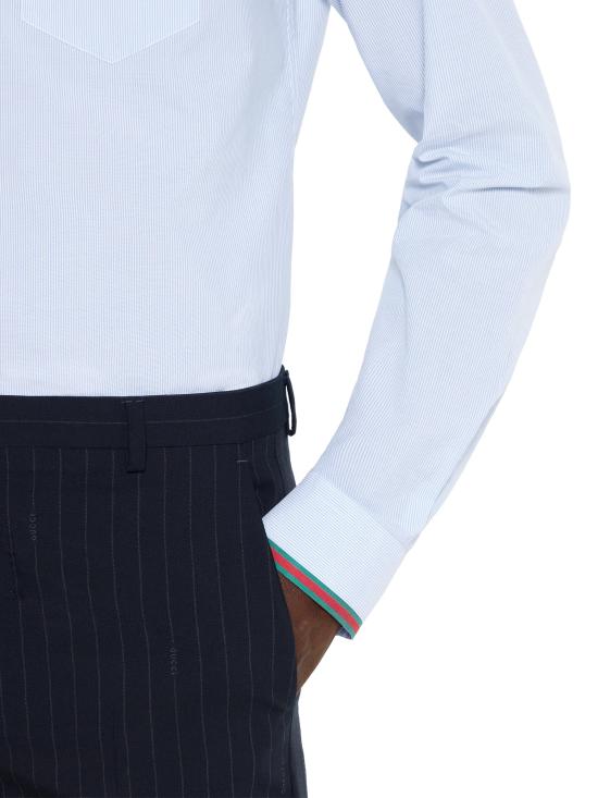 26SS 구찌 웹 디테일 스트라이프 코튼 셔츠 852707ZAS5W 4305 - GUCCI