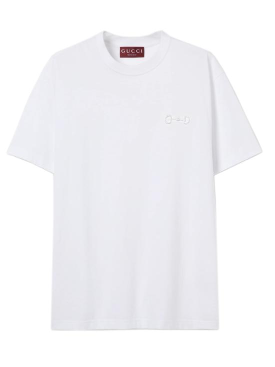 26SS 구찌 자수 코튼 저지 티셔츠 837959XJHMR 9051 White