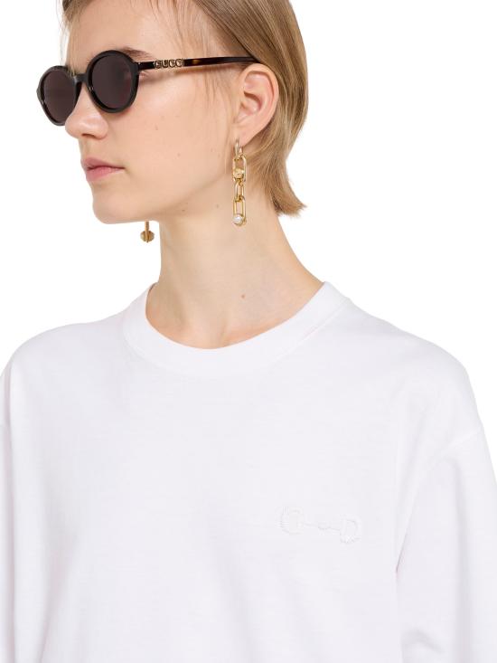 26SS 구찌 자수 코튼 저지 티셔츠 837959XJHMR 9051 White - GUCCI